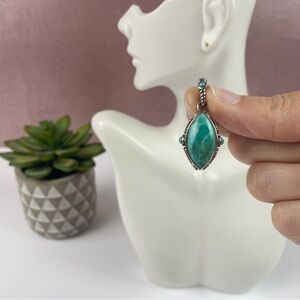 Barse Turquoise Blue Silver 925 Boho Bohemian Thailand Pendant Necklace Jewelry